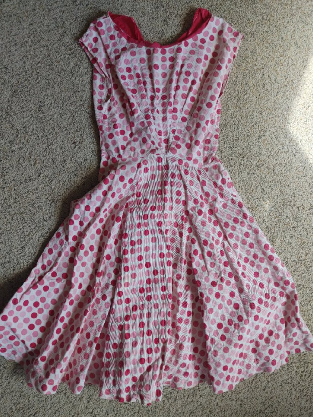 Vintage Pink and White Polka Dot Dress